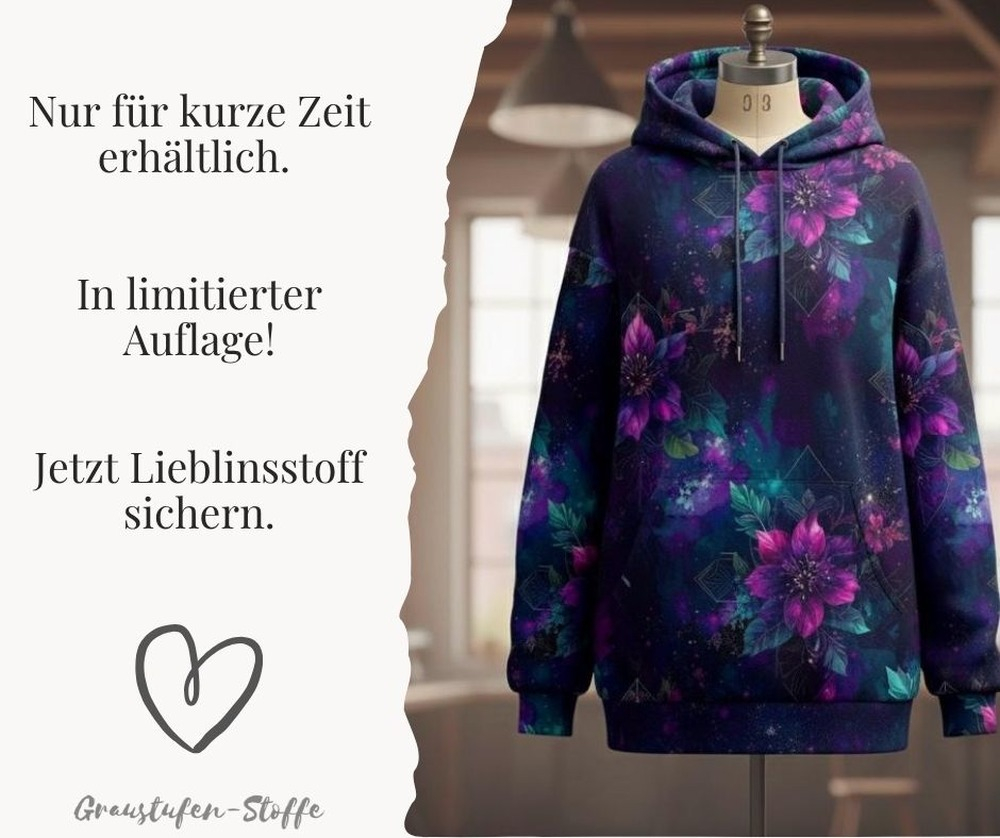 "Winternacht Kollektion": Eisblume Christmas Edition I Modal French Terry I mit Überbreite